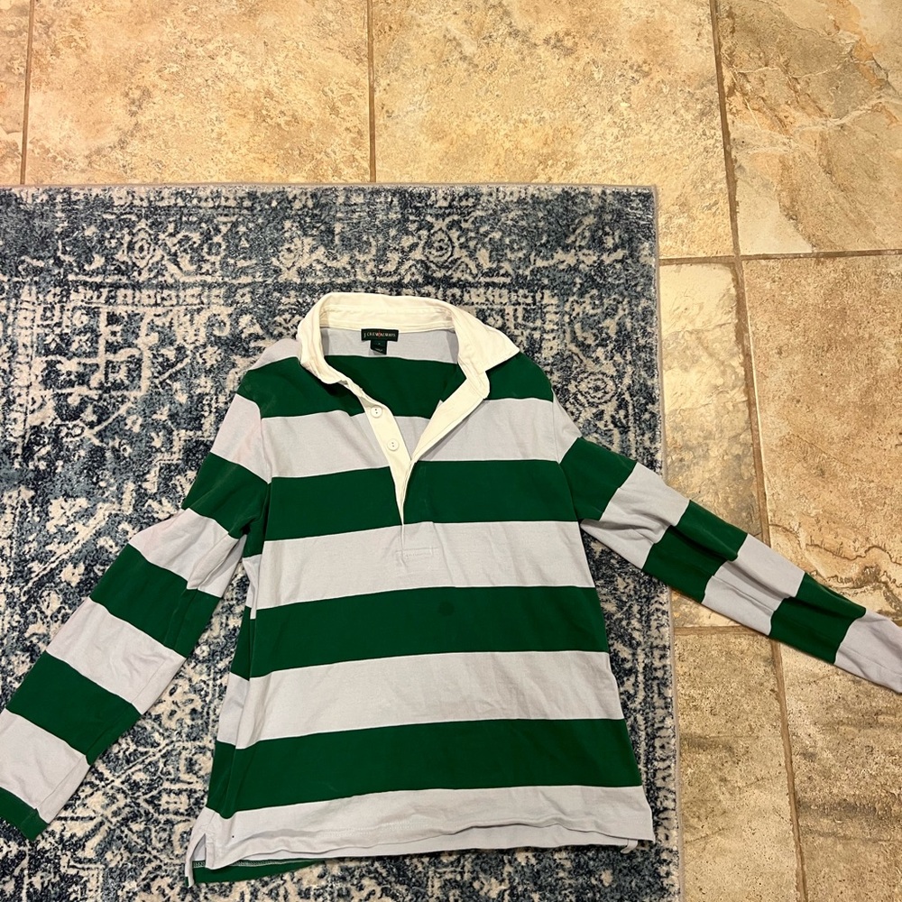 Polo by Ralph Lauren Green and White Striped Long Sleeve Tee